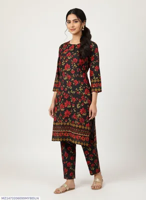 Stylish 2 Pcs Women's Unstitched Printed Suit