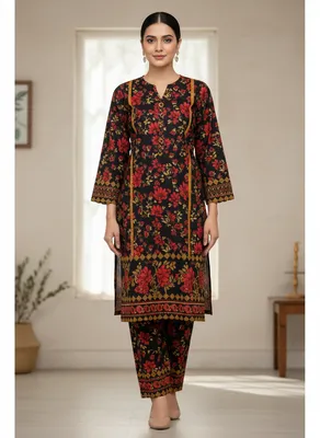 Stylish 2 Pcs Women's Unstitched Printed Suit thumbnail 4