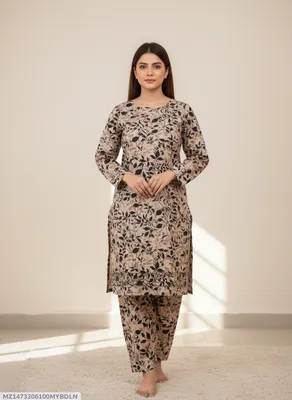 Stylish 2 Pcs Women's Unstitched Printed Suit