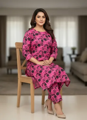 Stylish 2 Pcs Women's Unstitched Printed Suit thumbnail 3