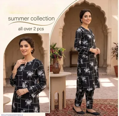 Stylish 2 Pcs Women's Unstitched Printed Suit
