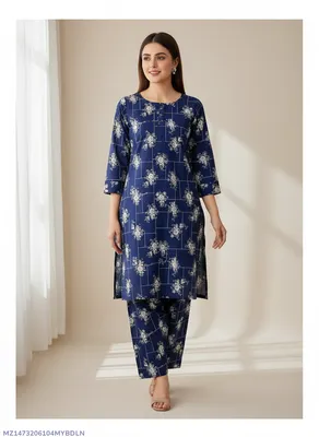Stylish 2 Pcs Women's Unstitched Printed Suit