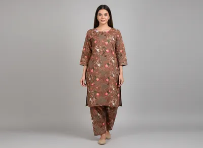 Stylish 2 Pcs Women's Unstitched Printed Suit thumbnail 2