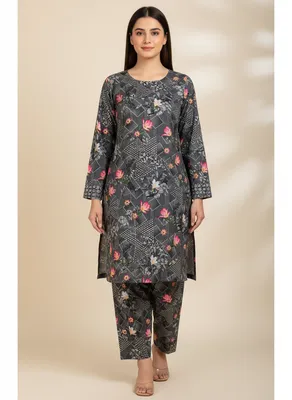 Stylish 2 Pcs Women's Unstitched Printed Suit thumbnail 3