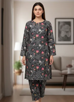Stylish 2 Pcs Women's Unstitched Printed Suit thumbnail 5