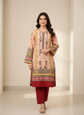 Stylish 2 Pcs Women's Unstitched Printed Suit thumbnail 3