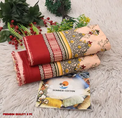 Stylish 2 Pcs Women's Unstitched Printed Suit thumbnail 4