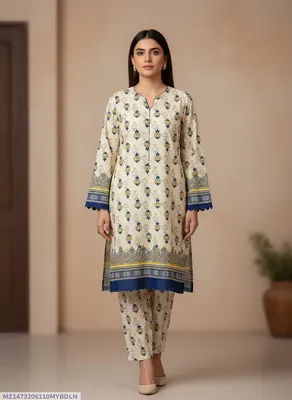 Stylish 2 Pcs Women's Unstitched Printed Suit