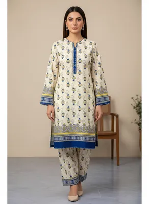 Stylish 2 Pcs Women's Unstitched Printed Suit thumbnail 2