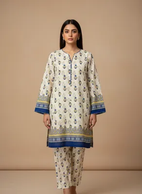 Stylish 2 Pcs Women's Unstitched Printed Suit thumbnail 3