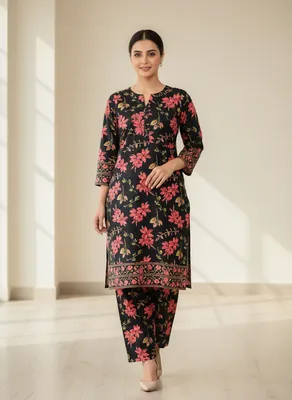 Stylish 2 Pcs Women's Unstitched Printed Suit thumbnail 4