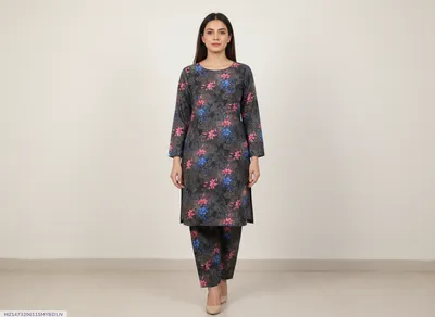 Stylish 2 Pcs Women's Unstitched Printed Suit