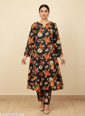 Stylish 2 Pcs Women's Unstitched Printed Suit