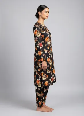 Stylish 2 Pcs Women's Unstitched Printed Suit thumbnail 3