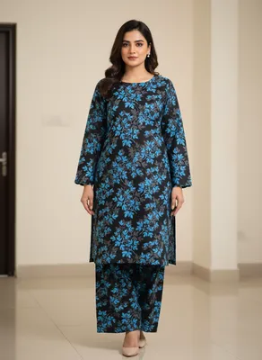 Stylish 2 Pcs Women's Unstitched Printed Suit thumbnail 2