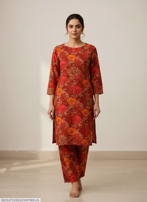 Stylish 2 Pcs Women's Unstitched Printed Suit