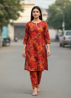 Stylish 2 Pcs Women's Unstitched Printed Suit thumbnail 2