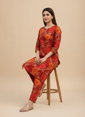 Stylish 2 Pcs Women's Unstitched Printed Suit thumbnail 3