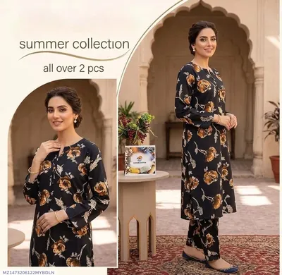 Stylish 2 Pcs Women's Unstitched Printed Suit