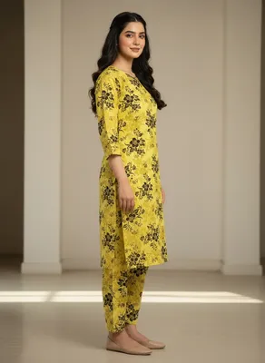 Stylish 2 Pcs Women's Unstitched Printed Suit thumbnail 2