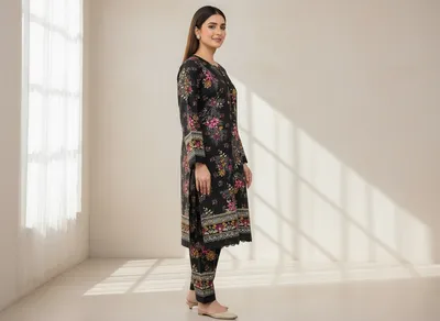 Stylish 2 Pcs Women's Unstitched Printed Suit thumbnail 2