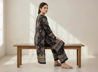 Stylish 2 Pcs Women's Unstitched Printed Suit thumbnail 4