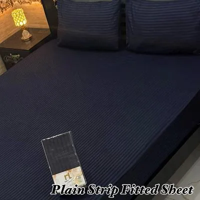 Blue Striped Fitted Sheet Set for Bed