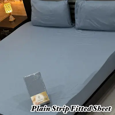 Classic 3 Pcs Micro Stripe Plain Double Bed Fitted Sheet
