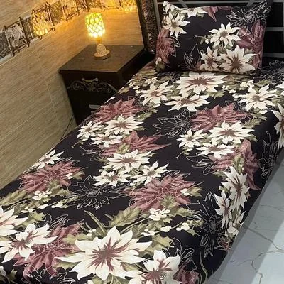4 Pcs Crystal Cotton Printed Single Bedsheet