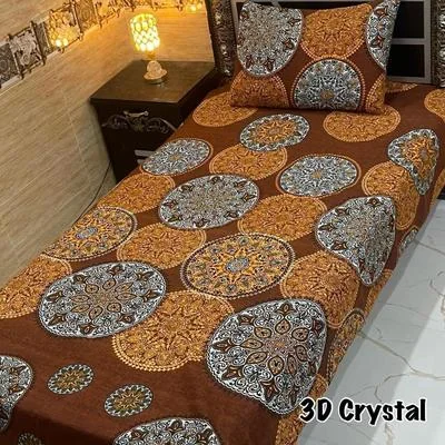 4 Pcs Crystal Cotton Printed Single Bedsheet