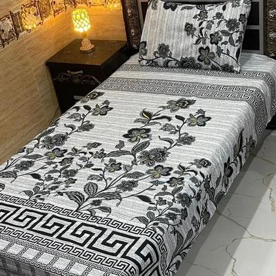 4 Pcs Crystal Cotton Printed Single Bedsheet