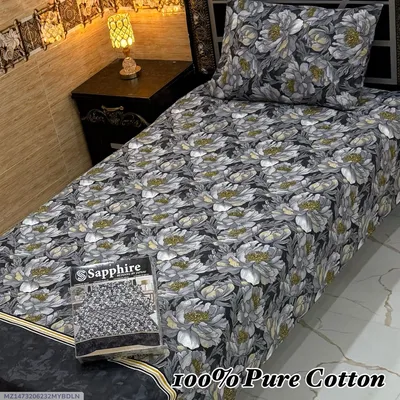 Exclusive 4 Pcs 100% Pure Cotton Printed Single Bedsheet