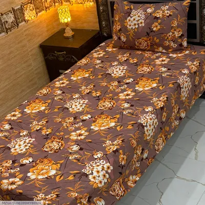 Vibrant 4 Pcs Crystal Cotton Printed Single Bedsheet