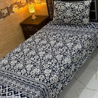 Vibrant 4 Pcs Crystal Cotton Printed Single Bedsheet