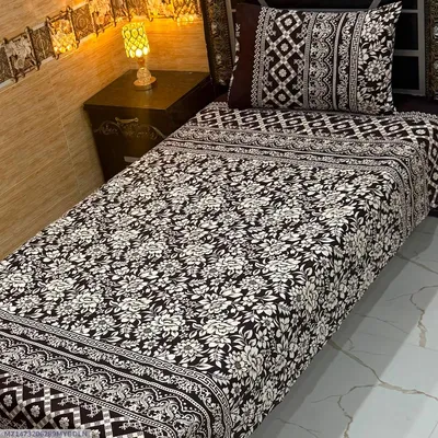 Vibrant 4 Pcs Crystal Cotton Printed Single Bedsheet