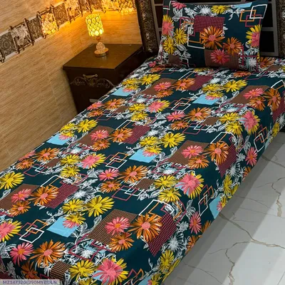 Vibrant 4 Pcs Crystal Cotton Printed Single Bedsheet