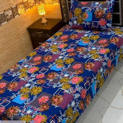 Vibrant 4 Pcs Crystal Cotton Printed Single Bedsheet
