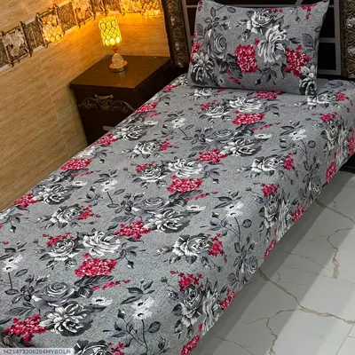 Vibrant 4 Pcs Crystal Cotton Printed Single Bedsheet