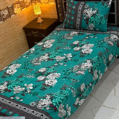 Vibrant 4 Pcs Crystal Cotton Printed Single Bedsheet