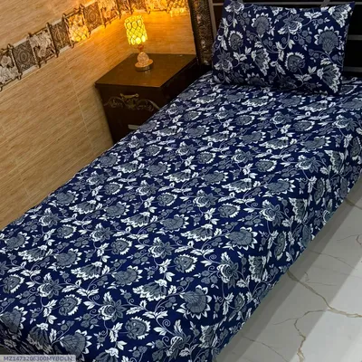 Vibrant 4 Pcs Crystal Cotton Printed Single Bedsheet thumbnail 1