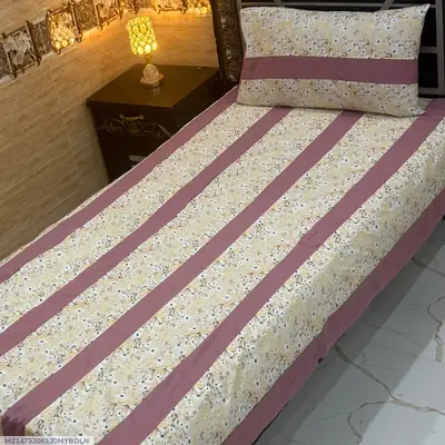 Stylish 2 Pcs Cotton Sotton Patchwork Single Bedsheet