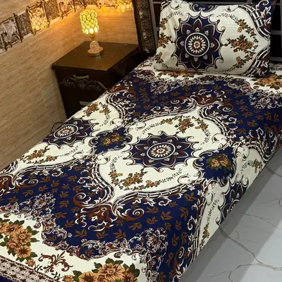 Vibrant 4 Pcs Crystal Cotton Printed Single Bedsheet