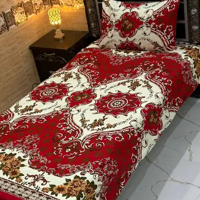 Vibrant 4 Pcs Crystal Cotton Printed Single Bedsheet