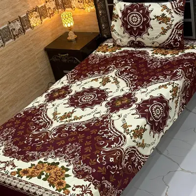 Vibrant 4 Pcs Crystal Cotton Printed Single Bedsheet