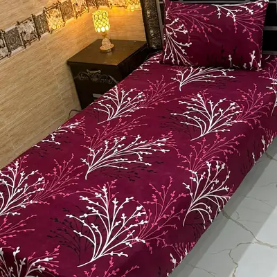 Vibrant 4 Pcs Crystal Cotton Printed Single Bedsheet