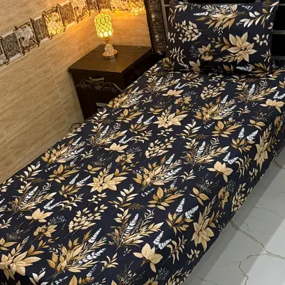 Vibrant 4 Pcs Crystal Cotton Printed Single Bedsheet