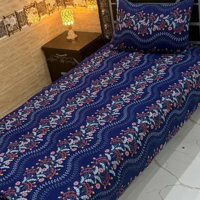 Vibrant 4 Pcs Crystal Cotton Printed Single Bedsheet