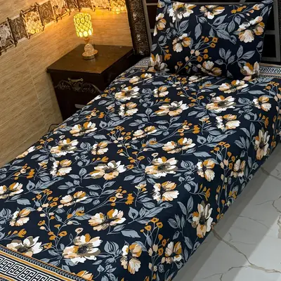 Vibrant 4 Pcs Crystal Cotton Printed Single Bedsheet