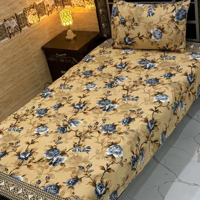 Vibrant 4 Pcs Crystal Cotton Printed Single Bedsheet