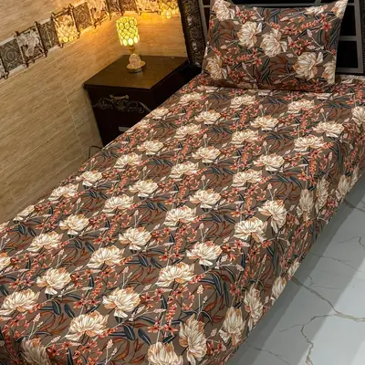 Vibrant 4 Pcs Crystal Cotton Printed Single Bedsheet